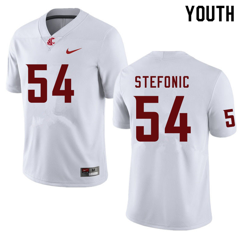 Youth #54 Sky Stefonic Washington State Cougars College Football Jerseys Sale-White - Click Image to Close